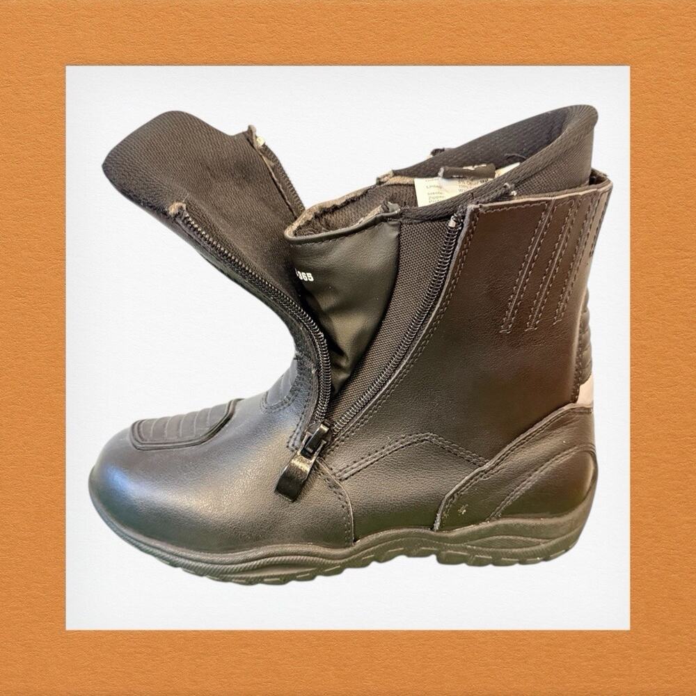 Bilt Pro Tourer Black Protective Motorcycle Riding Boots Womens 6 Dual Zip -NEW - Picture 2 of 14